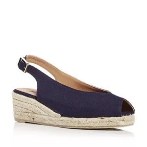 Castañer Dosalia peep-toe wedge espadrilles in navy blue canvas US 9 EUR 40